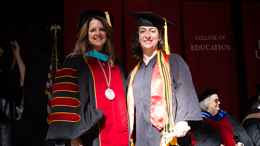President Jenny Coyle & Janice Parks '20 at Special Commencement