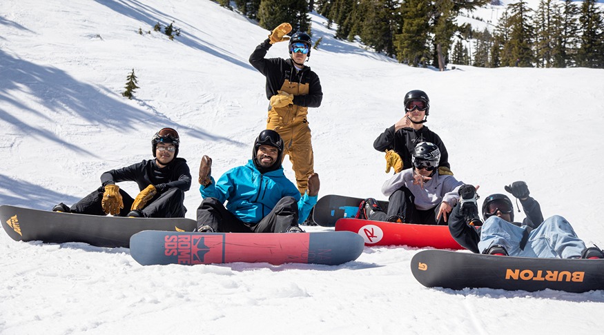 Wesley Heredia And Five Other Snowboarders On Vamanos Outside Trip To Mt. Bachelor