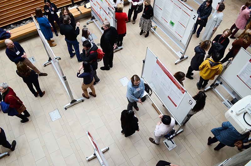A look down on the College of Health Professions expo during inauguration week