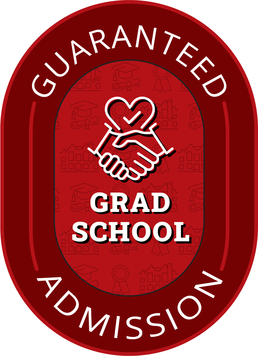 A rosette that reads Guaranteed Graduate School Admission.