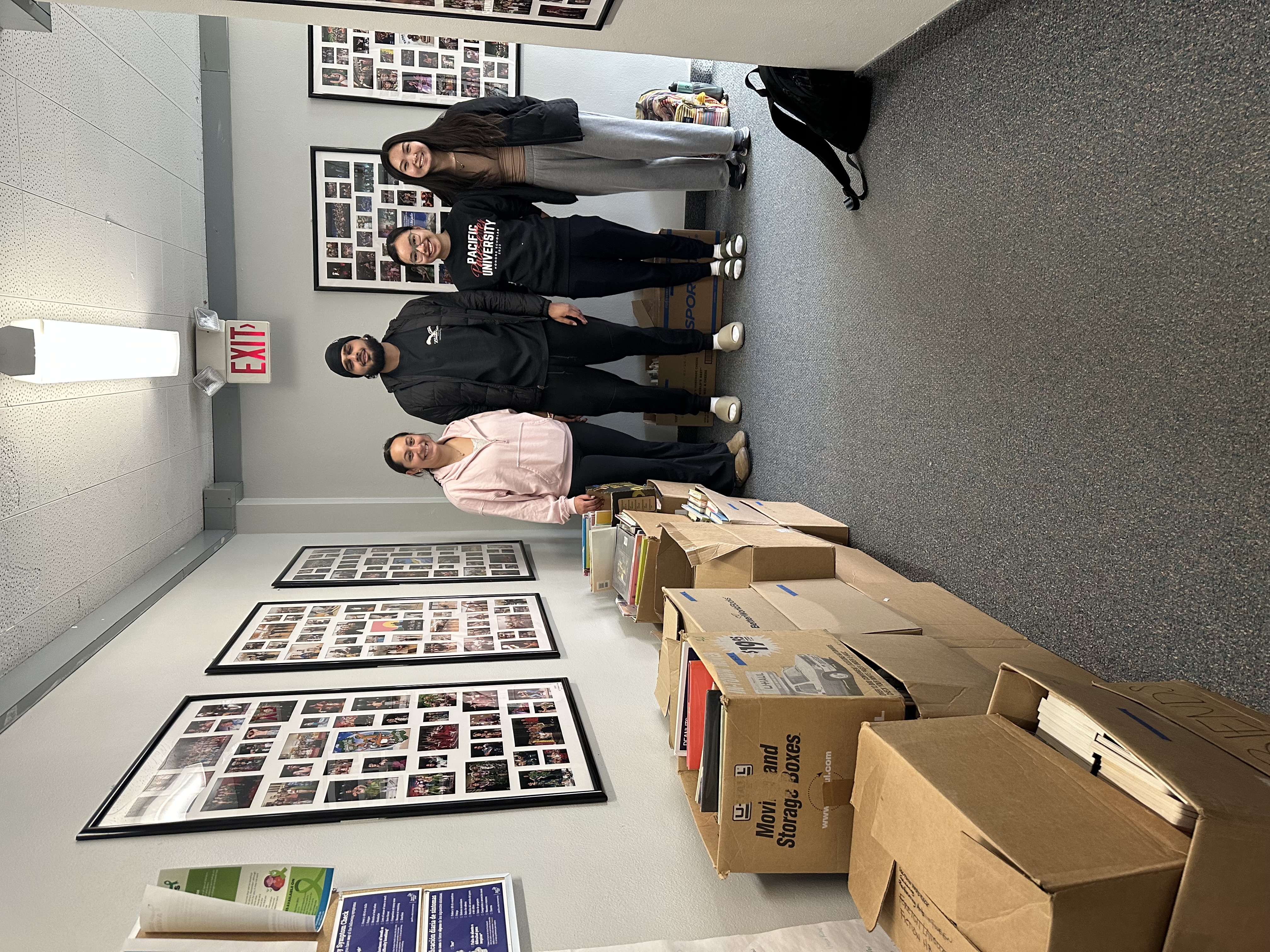 students with donated books