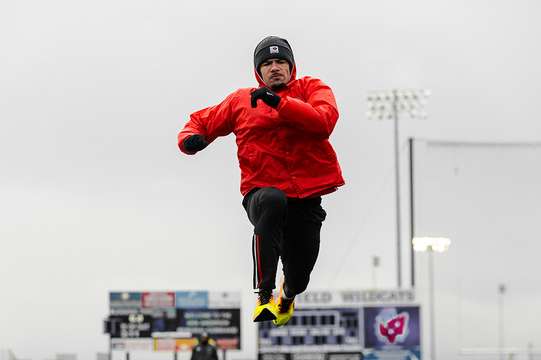 Jay Fordham '25 practices his long jump