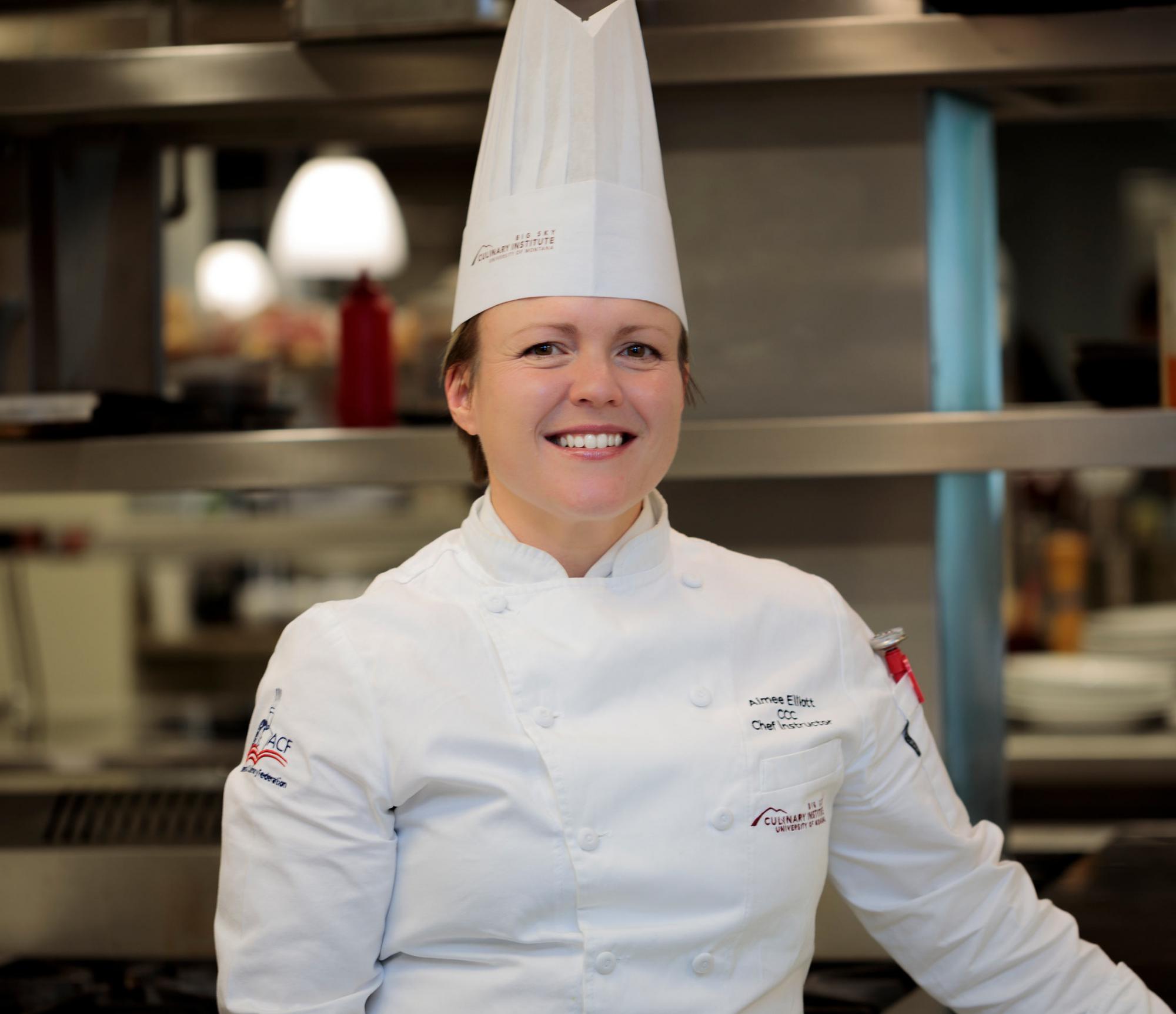 Aimee (Ault) Elliot in uniform at the Big Sky Culinary Institute
