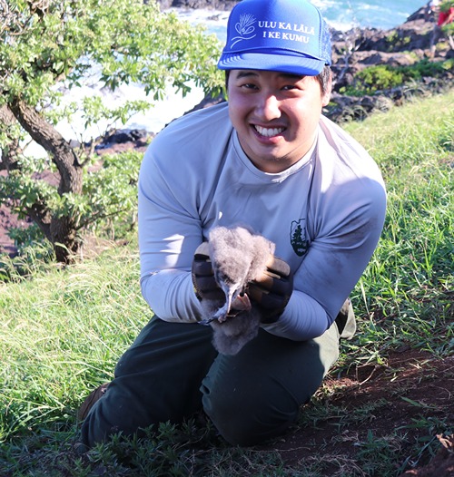 Josh Higa '19 Holding A Ua'u Bird