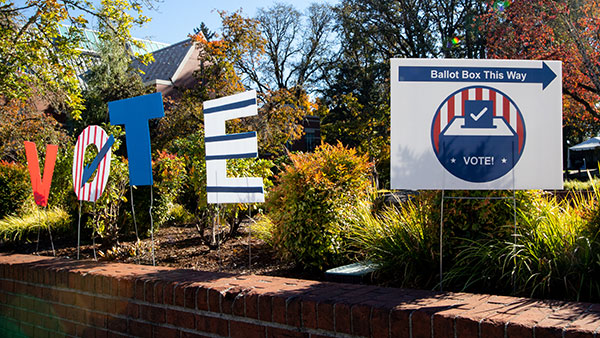 Vote Signs In Pacific University's Trombley Square