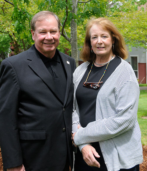 Phil & Leigh Creighton At A Tree Planting On The Forest Grove Campus in 2019