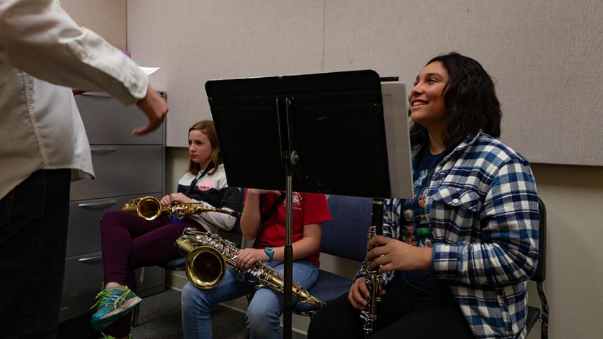 Youth get brass lessons from Pacific students
