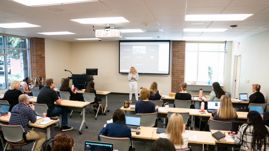 MBA students attend class at Pacific's Hillsboro campus.