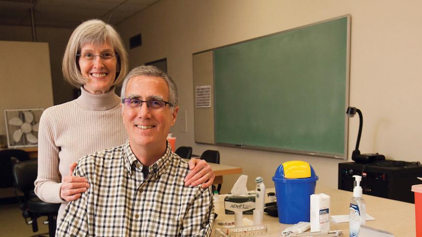 Dennis Smith and Nada Lingel pictured together in the lab. 