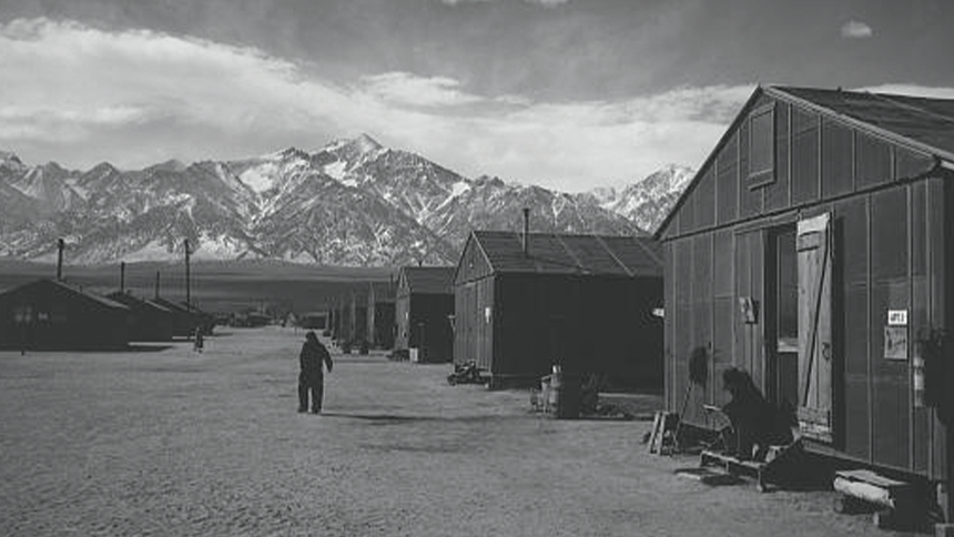 scenes from the lives of interned Japanese-Americans, taken by Ansel Adams