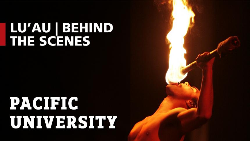 Student fire breathing at Lu'Au