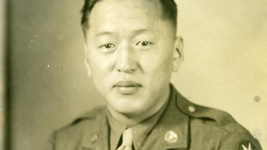Private First Class Shin Sato pictured in his uniform