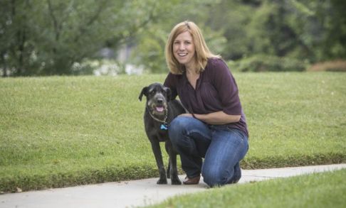 Amy Pederson with her dog 