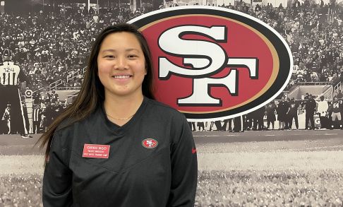 Pacific University alumna Oahn Ngo MSAT '22 is an athletic trainer with the NFL's San Francisco 40ers.