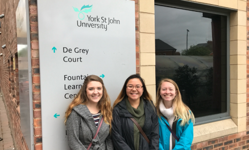 Erin Stuhldreher ’18, Stephanie Misaki ’18 and Darcy Christofferson ‘18 at York St John in 2017