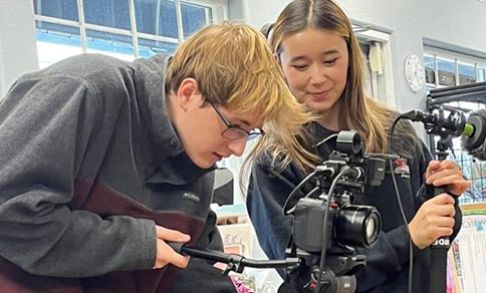 Benjamin Martin (left) and Shinia Kildall Behind Video Camera