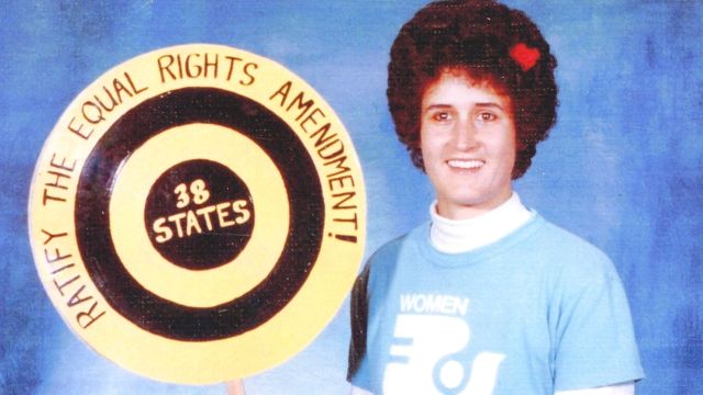 Mary Whitmore Holding A Sign Promoting The Equal Rights Amendment