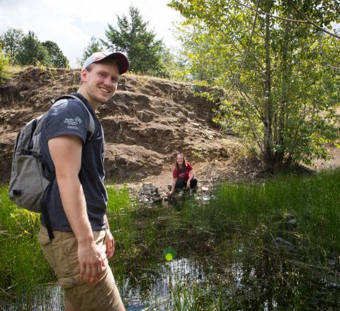 Biology major Rylee Trendell '19 in the field