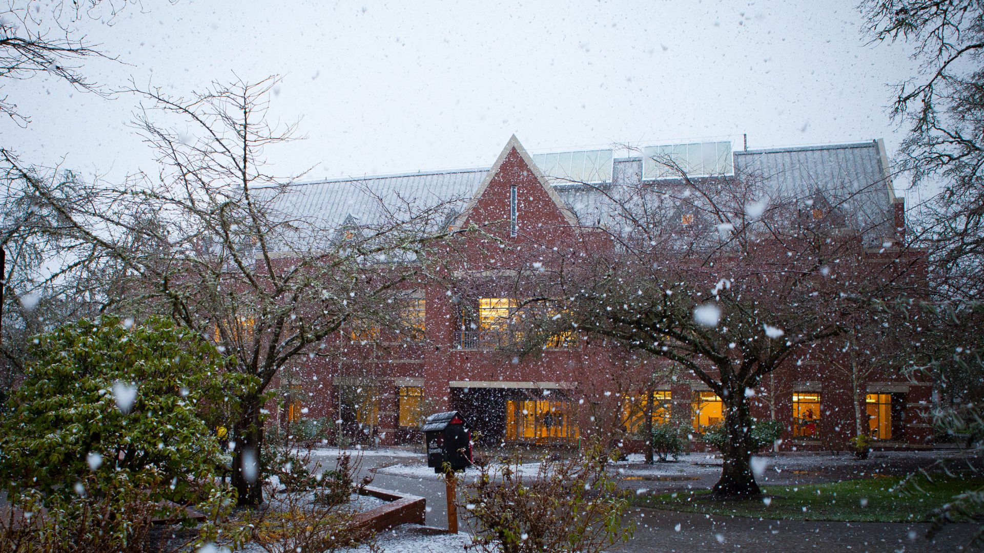 Marsh Hall on a snowy day